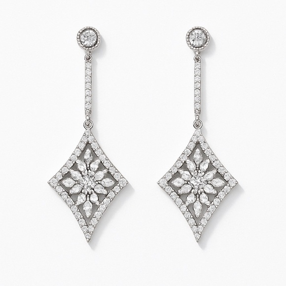 Anthropologie Jewelry - ⚜️ Classic Silver Crystal Drop Earrings